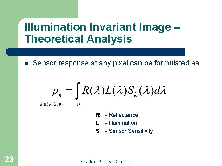 Shadow Removal Using Illumination Invariant Image Graham D