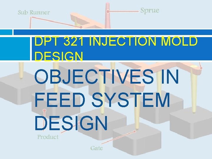 DPT 321 INJECTION MOLD DESIGN OBJECTIVES IN FEED SYSTEM DESIGN 