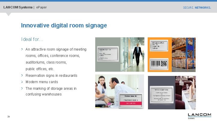 LANCOM Systems | e. Paper Innovative digital room signage Ideal for… An attractive room