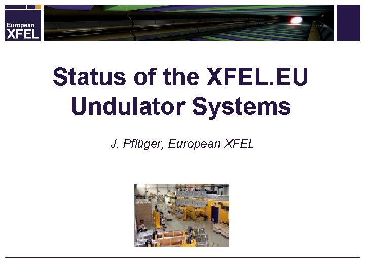 Status of the XFEL. EU Undulator Systems J. Pflüger, European XFEL 