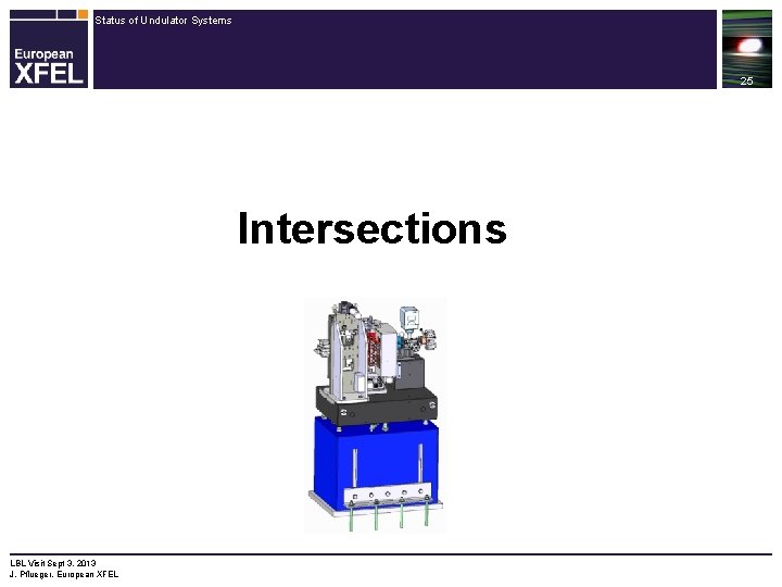 Status of Undulator Systems 25 Intersections LBL Visit Sept 3, 2013 J. Pflueger, European