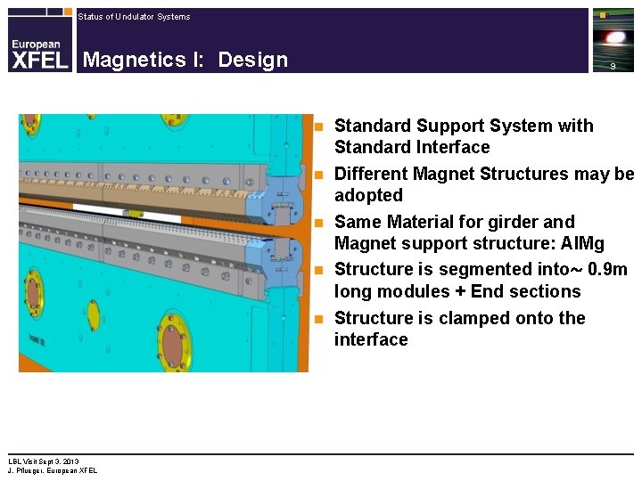 Status of Undulator Systems n 9 Magnetics I: Design 9 n Standard Support System
