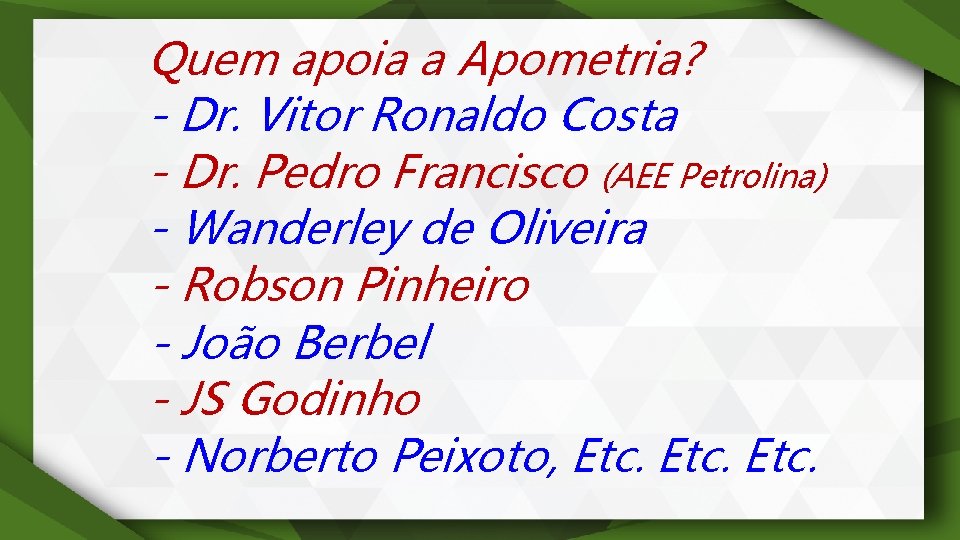 Quem apoia a Apometria? - Dr. Vitor Ronaldo Costa - Dr. Pedro Francisco (AEE