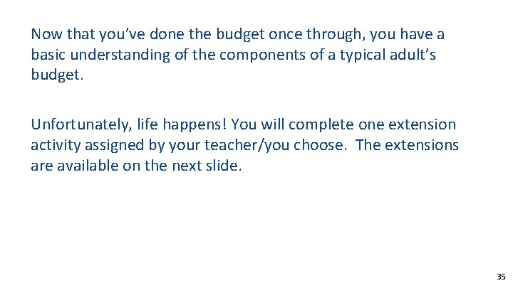 Now that you’ve done the budget once through, you have a basic understanding of
