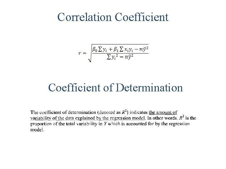 Correlation Coefficient of Determination 