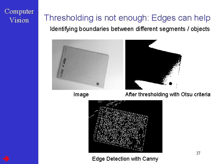 Computer Vision Thresholding is not enough: Edges can help Identifying boundaries between different segments