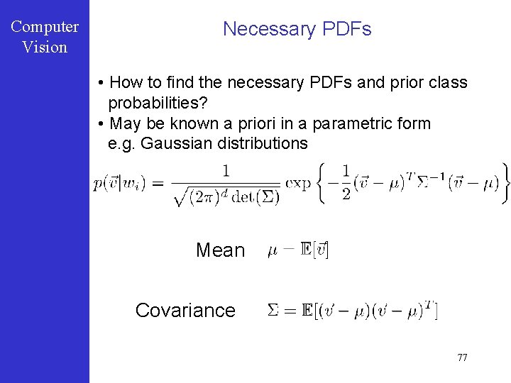 Computer Vision Necessary PDFs • How to find the necessary PDFs and prior class