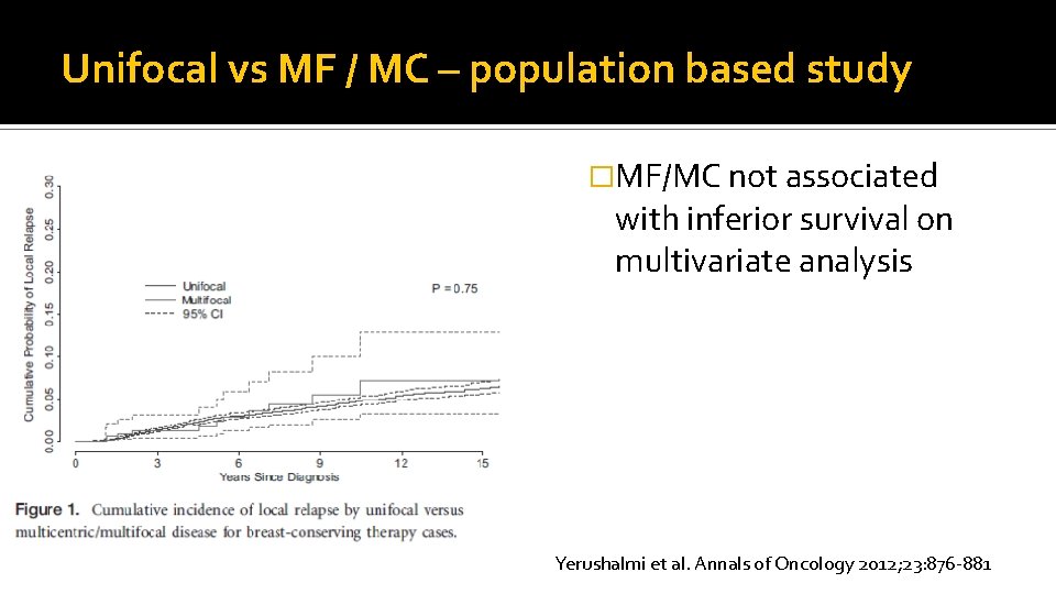 Unifocal vs MF / MC – population based study �MF/MC not associated with inferior