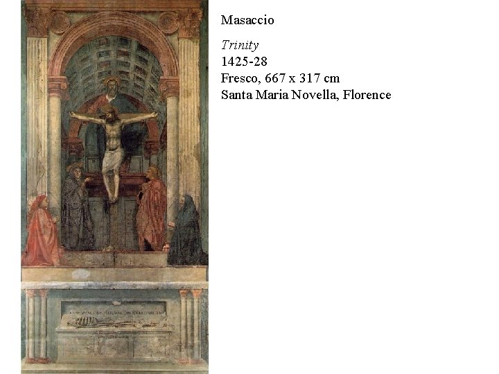 Masaccio Trinity 1425 -28 Fresco, 667 x 317 cm Santa Maria Novella, Florence 