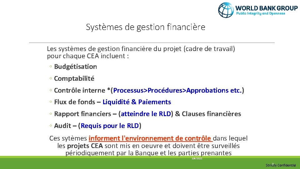Systèmes de gestion financière Les systèmes de gestion financière du projet (cadre de travail)