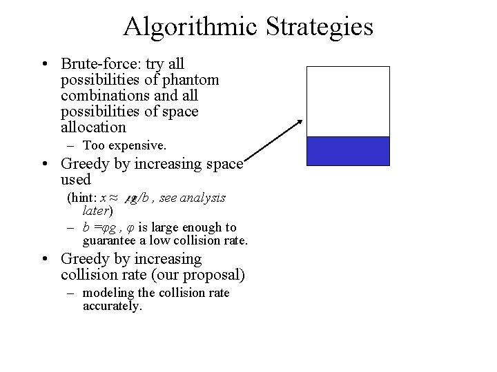 Algorithmic Strategies • Brute-force: try all possibilities of phantom combinations and all possibilities of