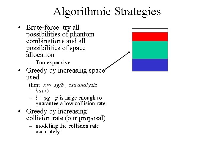 Algorithmic Strategies • Brute-force: try all possibilities of phantom combinations and all possibilities of