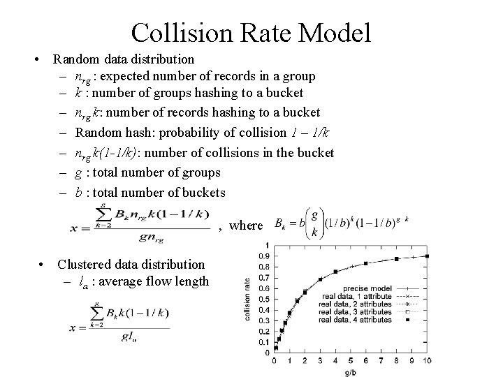 Collision Rate Model • Random data distribution – nrg : expected number of records