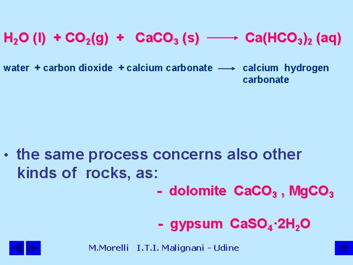 H 2 O (l) + CO 2(g) + Ca. CO 3 (s) Ca(HCO 3)2