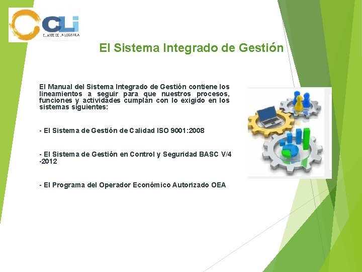  El Sistema Integrado de Gestión El Manual del Sistema Integrado de Gestión contiene