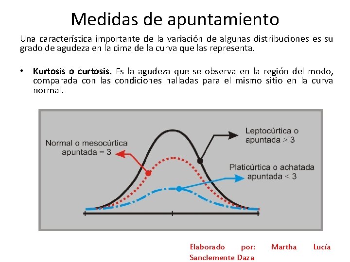 Medidas de apuntamiento Una característica importante de la variación de algunas distribuciones es su