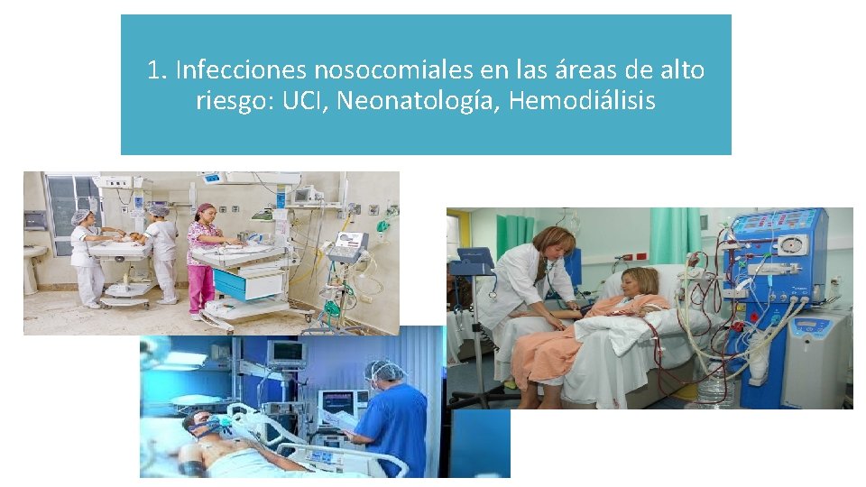 1. Infecciones nosocomiales en las áreas de alto riesgo: UCI, Neonatología, Hemodiálisis 