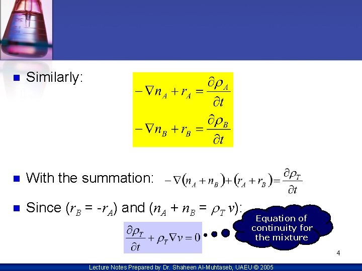 n Similarly: n With the summation: n Since (r. B = -r. A) and