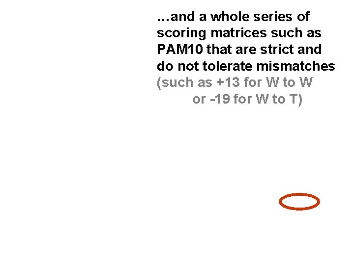 …and a whole series of scoring matrices such as PAM 10 that are strict