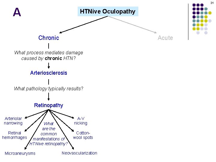 31 A HTNive Oculopathy Chronic Acute What process mediates damage caused by chronic HTN?