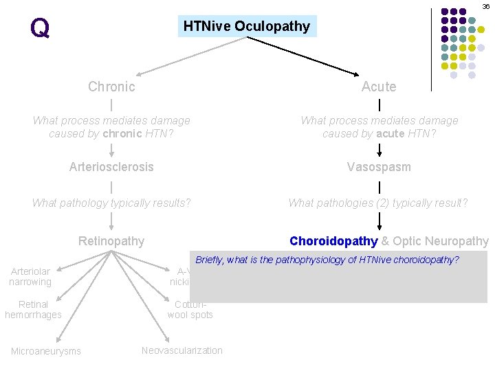 36 Q HTNive Oculopathy Chronic Acute What process mediates damage caused by chronic HTN?