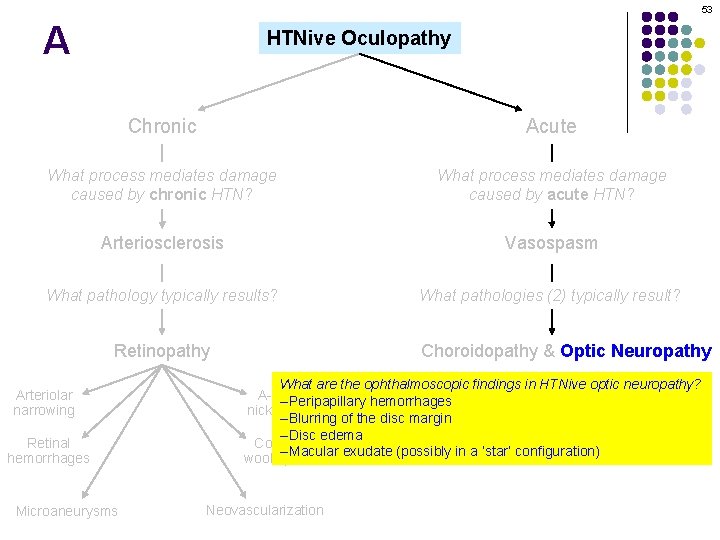 53 A HTNive Oculopathy Chronic Acute What process mediates damage caused by chronic HTN?