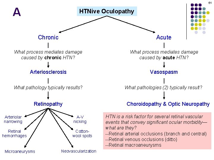 61 A HTNive Oculopathy Chronic Acute What process mediates damage caused by chronic HTN?