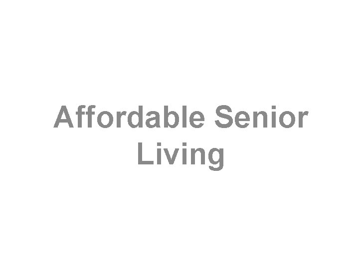Affordable Senior Living 