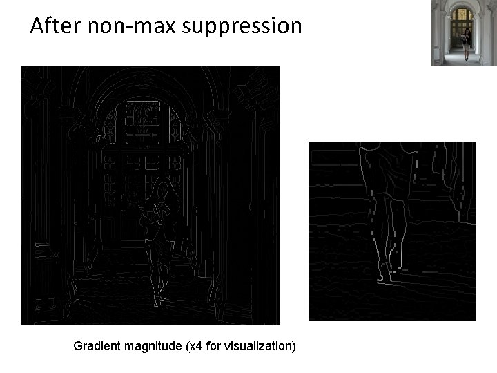 After non-max suppression Gradient magnitude (x 4 for visualization) 