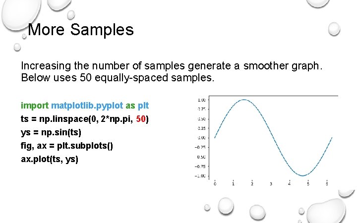 More Samples Increasing the number of samples generate a smoother graph. Below uses 50