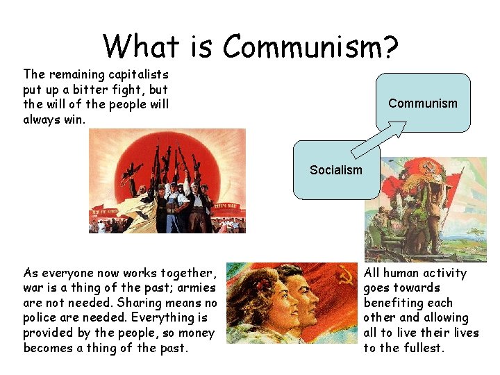 What is Communism? The remaining capitalists put up a bitter fight, but the will