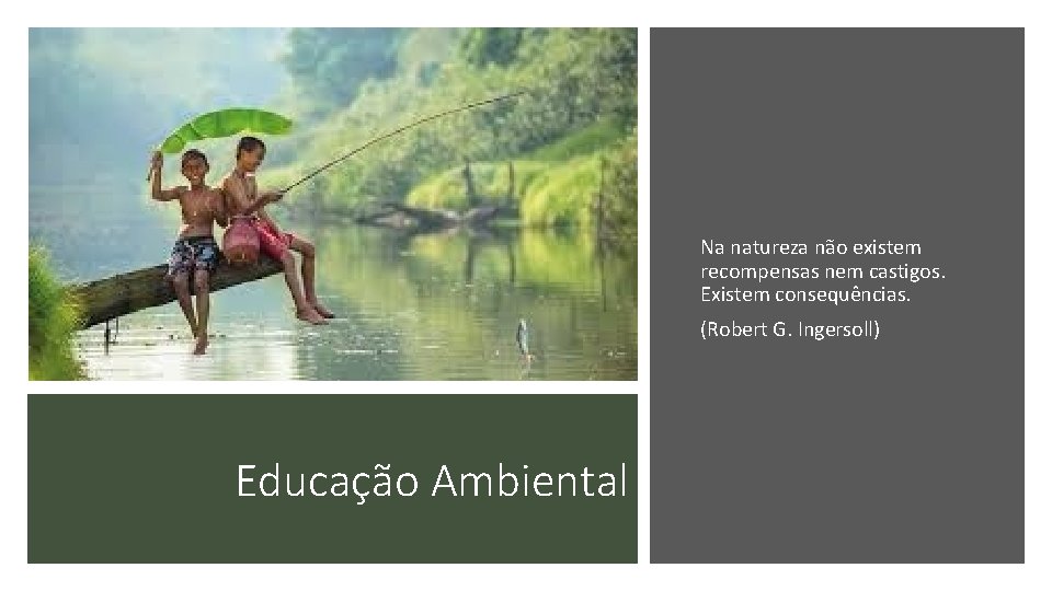 Na natureza não existem recompensas nem castigos. Existem consequências. (Robert G. Ingersoll) Educação Ambiental