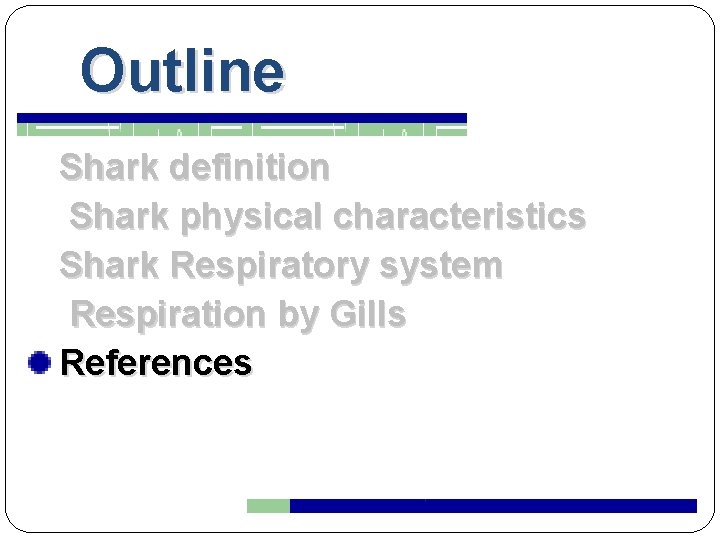 Outline Shark definition Shark physical characteristics Shark Respiratory system Respiration by Gills References 