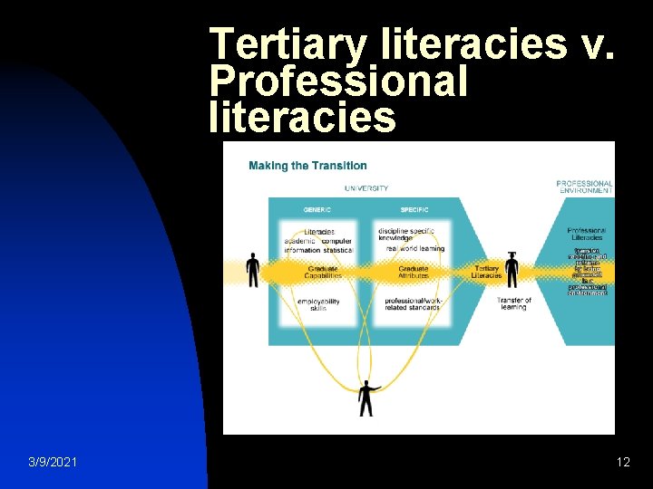 Tertiary literacies v. Professional literacies 3/9/2021 12 