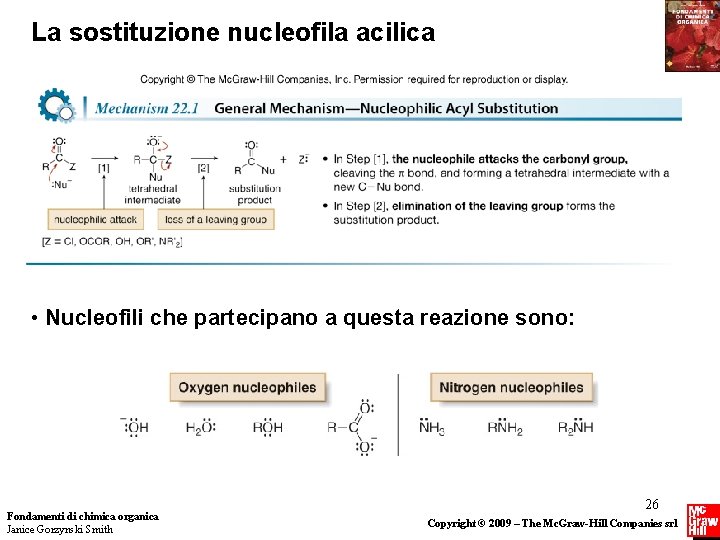 La sostituzione nucleofila acilica • Nucleofili che partecipano a questa reazione sono: Fondamenti di La sostituzione nucleofila acilica • Nucleofili che partecipano a questa reazione sono: Fondamenti di