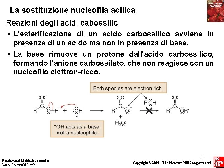 La sostituzione nucleofila acilica Reazioni degli acidi cabossilici • L’esterificazione di un acido carbossilico La sostituzione nucleofila acilica Reazioni degli acidi cabossilici • L’esterificazione di un acido carbossilico