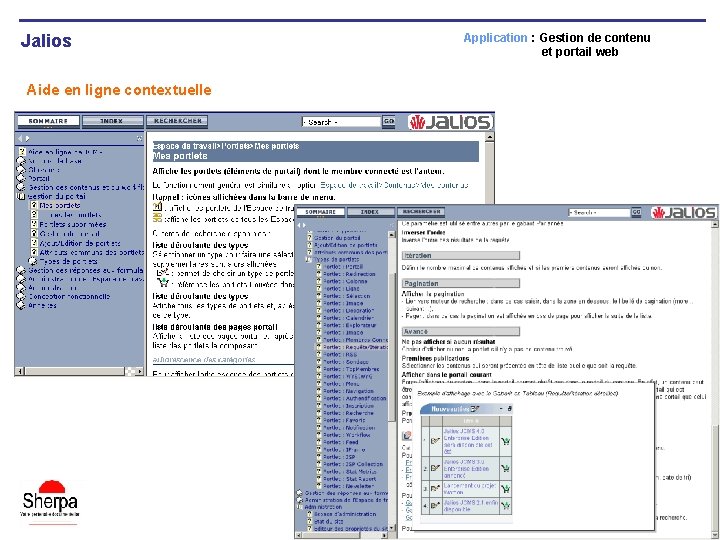 Jalios Aide en ligne contextuelle Application : Gestion de contenu et portail web 