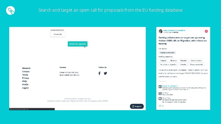 Search and target an open call for proposals from the EU funding database 