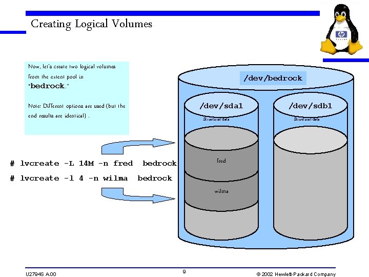 Creating Logical Volumes Now, let’s create two logical volumes from the extent pool in