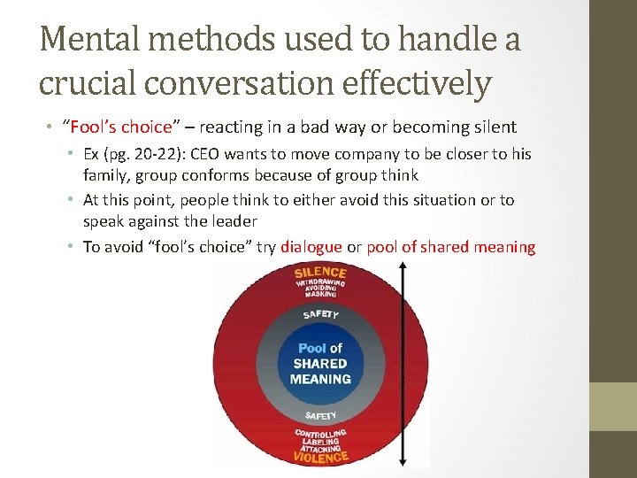 Mental methods used to handle a crucial conversation effectively • “Fool’s choice” – reacting Mental methods used to handle a crucial conversation effectively • “Fool’s choice” – reacting