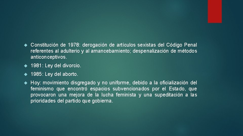  Constitución de 1978: derogación de artículos sexistas del Código Penal referentes al adulterio