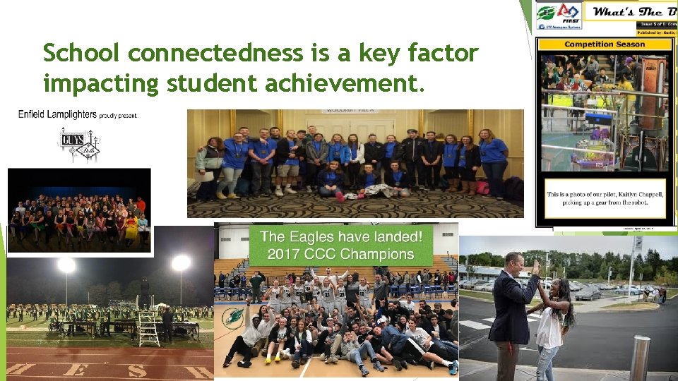 School connectedness is a key factor impacting student achievement. 