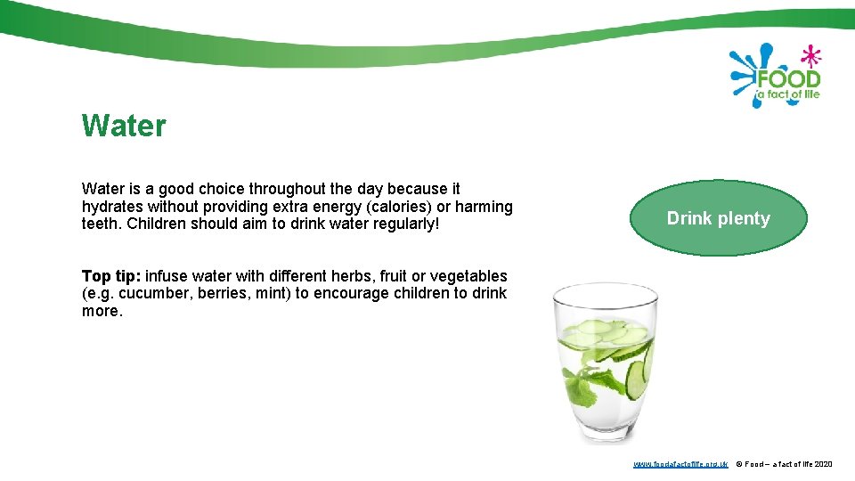 Water is a good choice throughout the day because it hydrates without providing extra