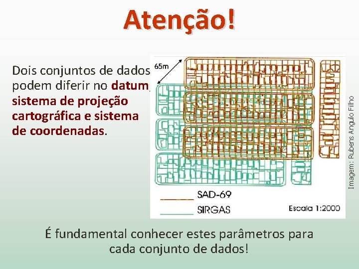 Dois conjuntos de dados podem diferir no datum, sistema de projeção cartográfica e sistema