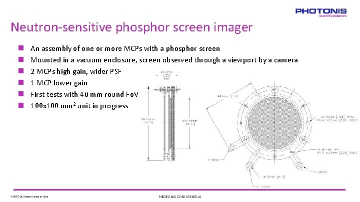 Neutron-sensitive phosphor screen imager An assembly of one or more MCPs with a phosphor