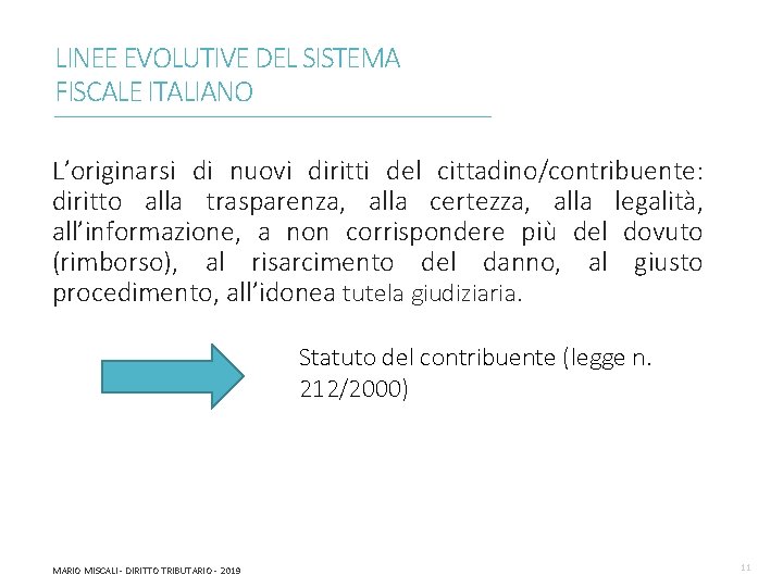 LINEE EVOLUTIVE DEL SISTEMA FISCALE ITALIANO ________________________________________________________________________ L’originarsi di nuovi diritti del cittadino/contribuente: diritto