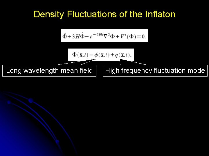 Density Fluctuations of the Inflaton Long wavelength mean field High frequency fluctuation mode 
