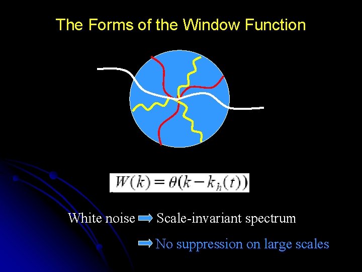 The Forms of the Window Function White noise Scale-invariant spectrum No suppression on large