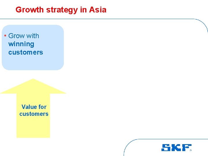 Growth strategy in Asia • Grow with winning customers Value for customers 