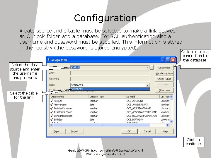 Configuration A data source and a table must be selected to make a link